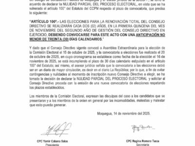 📢 COMUNICADO IMPORTANTE – COMISIÓN ELECTORAL