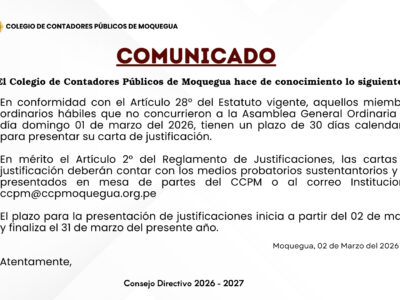 📢 𝐉𝐔𝐒𝐓𝐈𝐅𝐈𝐂𝐀𝐂𝐈𝐎𝐍 𝐃𝐄 𝐈𝐍𝐀𝐒𝐈𝐒𝐓𝐄𝐍𝐂𝐈𝐀 𝐀 𝐀𝐒𝐀𝐌𝐁𝐋𝐄𝐀 𝐆𝐄𝐍𝐄𝐑𝐀𝐋 𝐎𝐑𝐃𝐈𝐍𝐀𝐑𝐈𝐀 𝟎𝟏 𝐃𝐄 𝐌𝐀𝐑𝐙𝐎 𝐃𝐄𝐋 𝟐𝟎𝟐𝟔