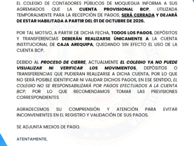 ¡COMUNICADO INSTITUCIONAL: ACTUALIZACIÓN DE MEDIOS DE PAGO!